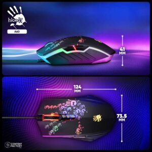 ماوس گیمینگ بلادی A60 موس مخصوص بازی Bloody با نورپردازی RGB