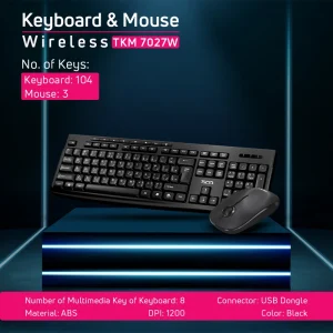 ماوس و کیبورد بی سیم تسکو مدل TKM 7027W