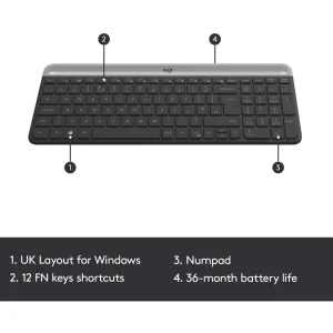 کیبورد و ماوس بیسیم لاجیتک مدل MK470، سوییچ ممبران، Full-Size